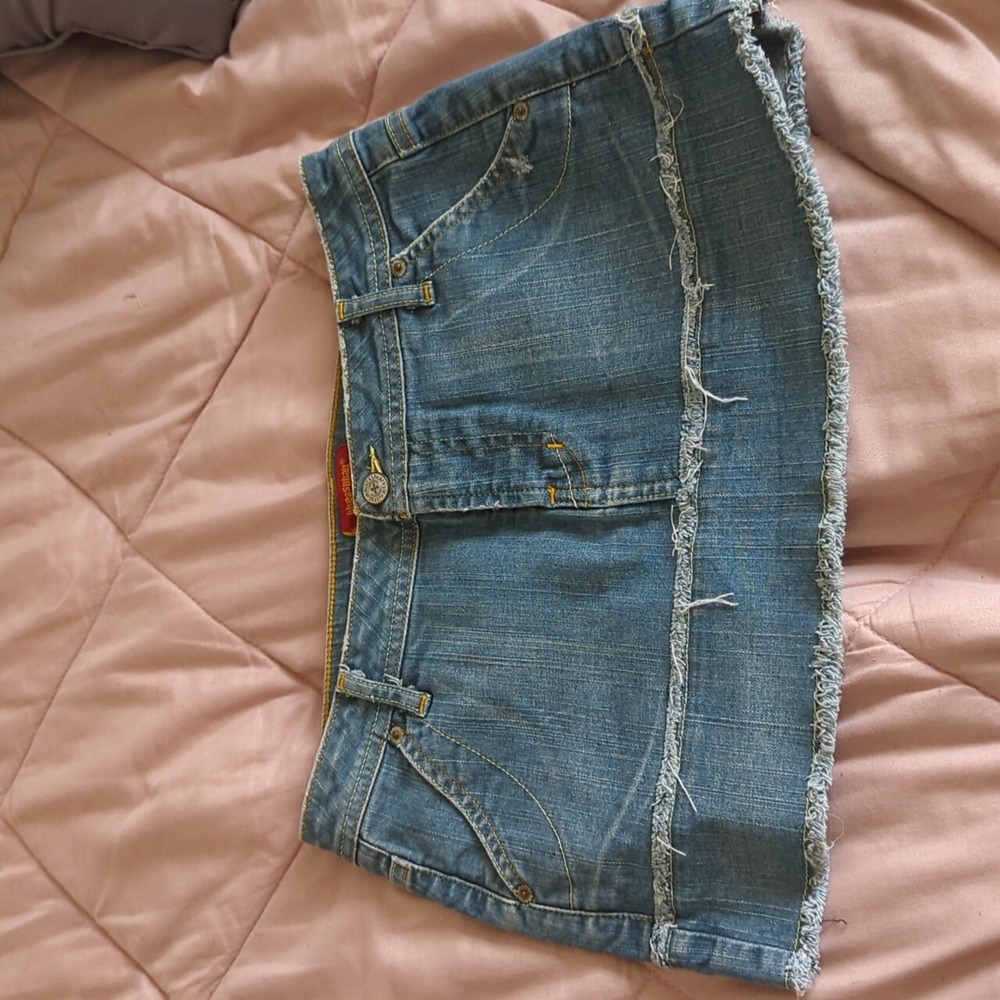 blue asphalt mini skirt